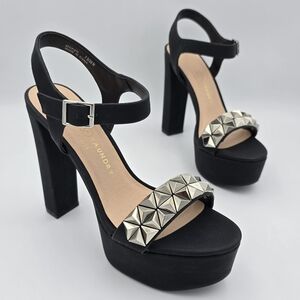 Chinese Laundry Arnette Studded Platform Heels, Black Nubuck, Women's 7.5M